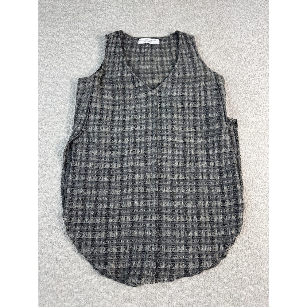 10 Crosby Derek Lam Tank Top Womens Medium Gray Wool Plaid V Neck Sleeveless‎